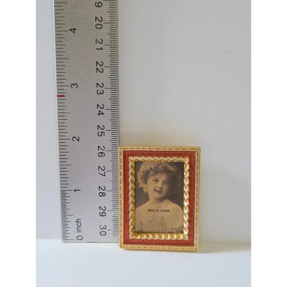 Vintage Miniature Gold Tone Enamel Picture Frame Set of 3 Victorian Style Tiny